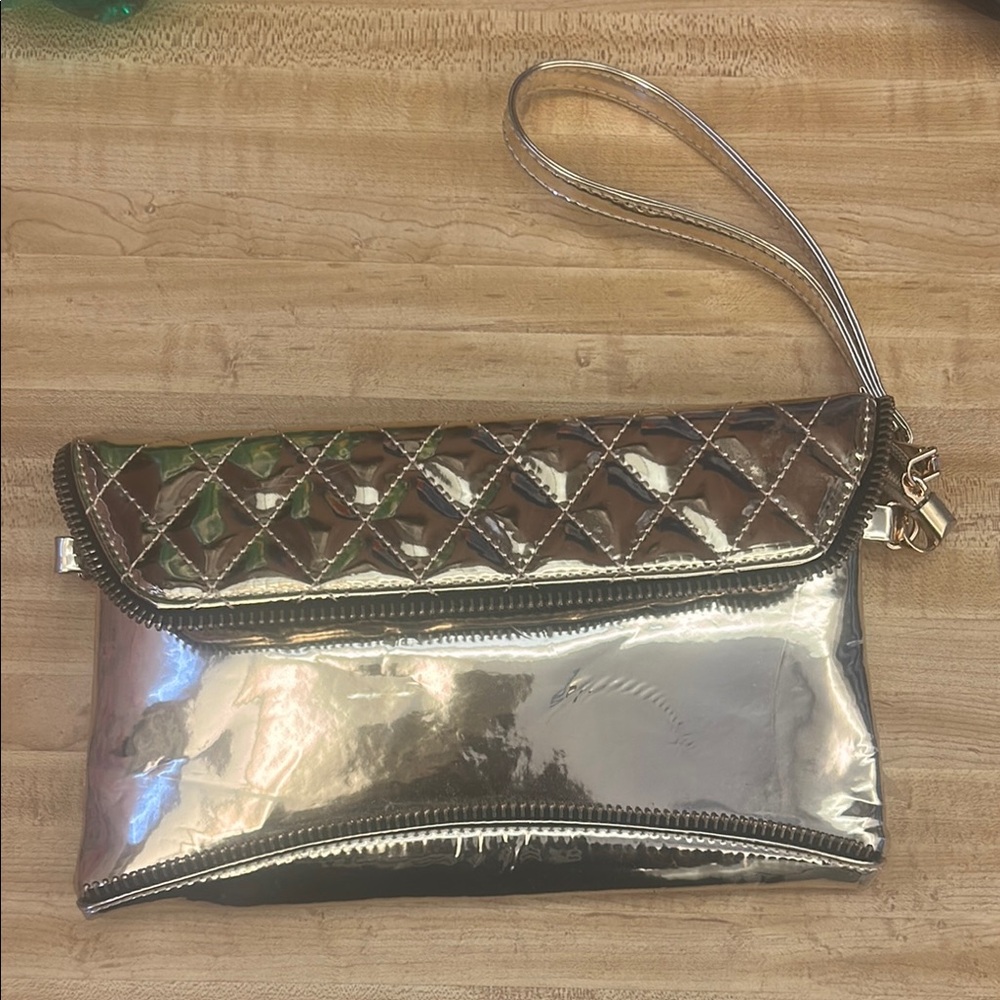 Silver Quilted Clutch